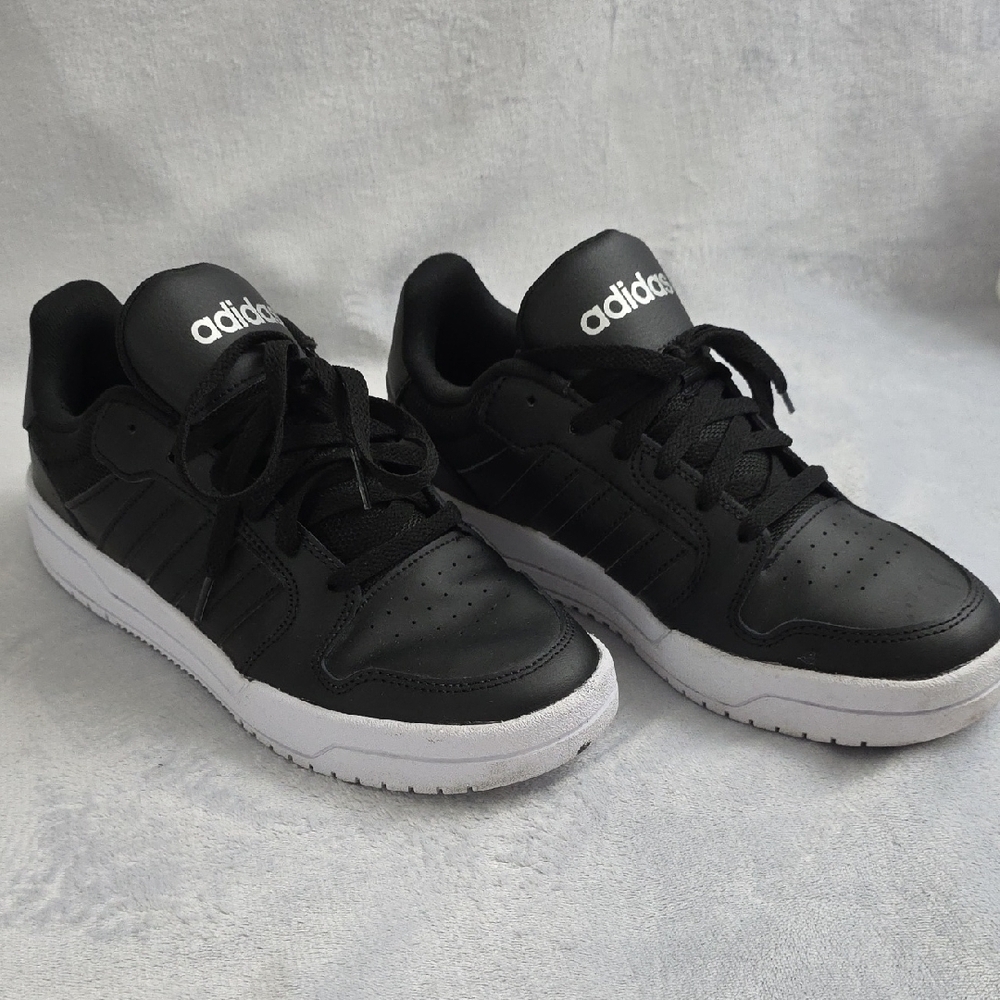Adidas Black White Sneakers Womens Size 9.5 Athletic Casual Lace Up Shoes - Picture 3 of 7